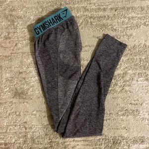 GYMSHARK grey two tone leggings with blue waistband